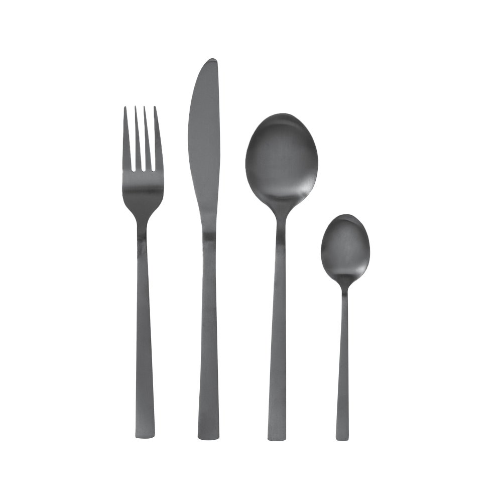 Set de cubiertos de acero inoxidable negro matte16 piezas