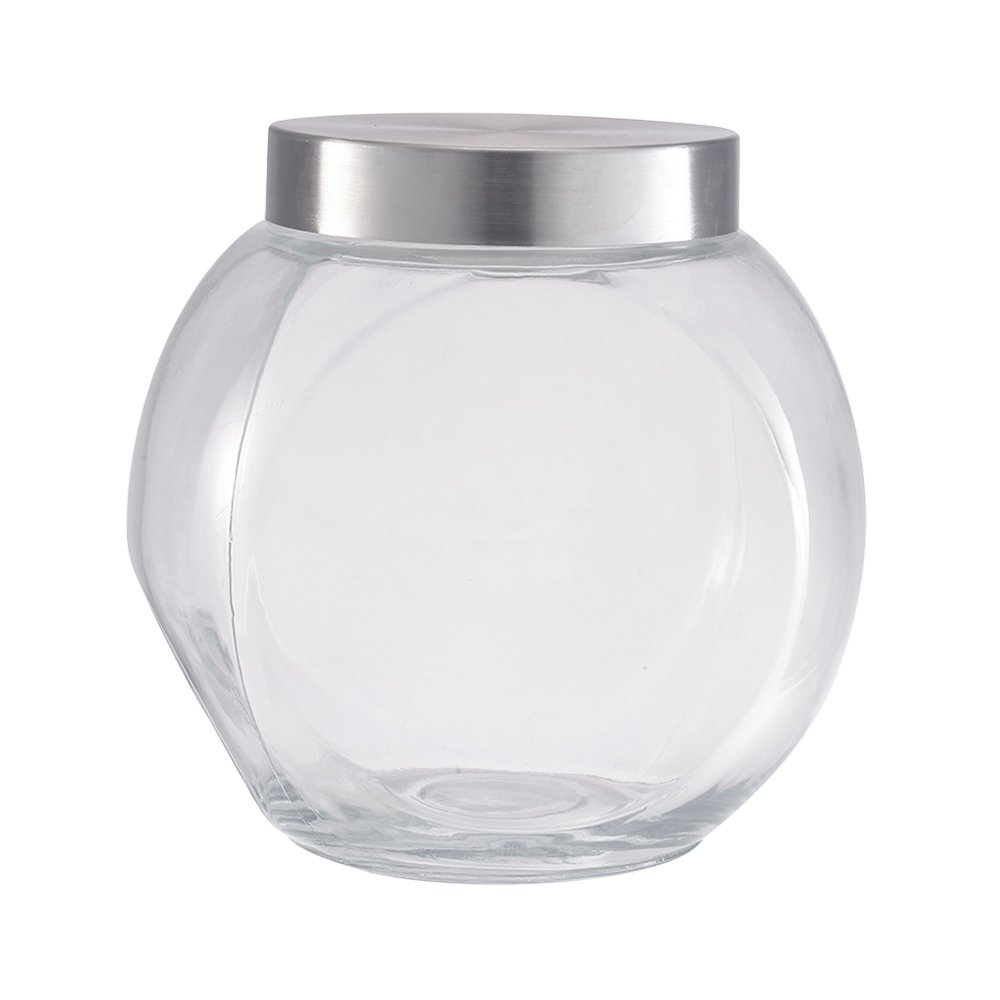 Depósito de vidrio con tapa de acero inox 12x8.5x13 cm