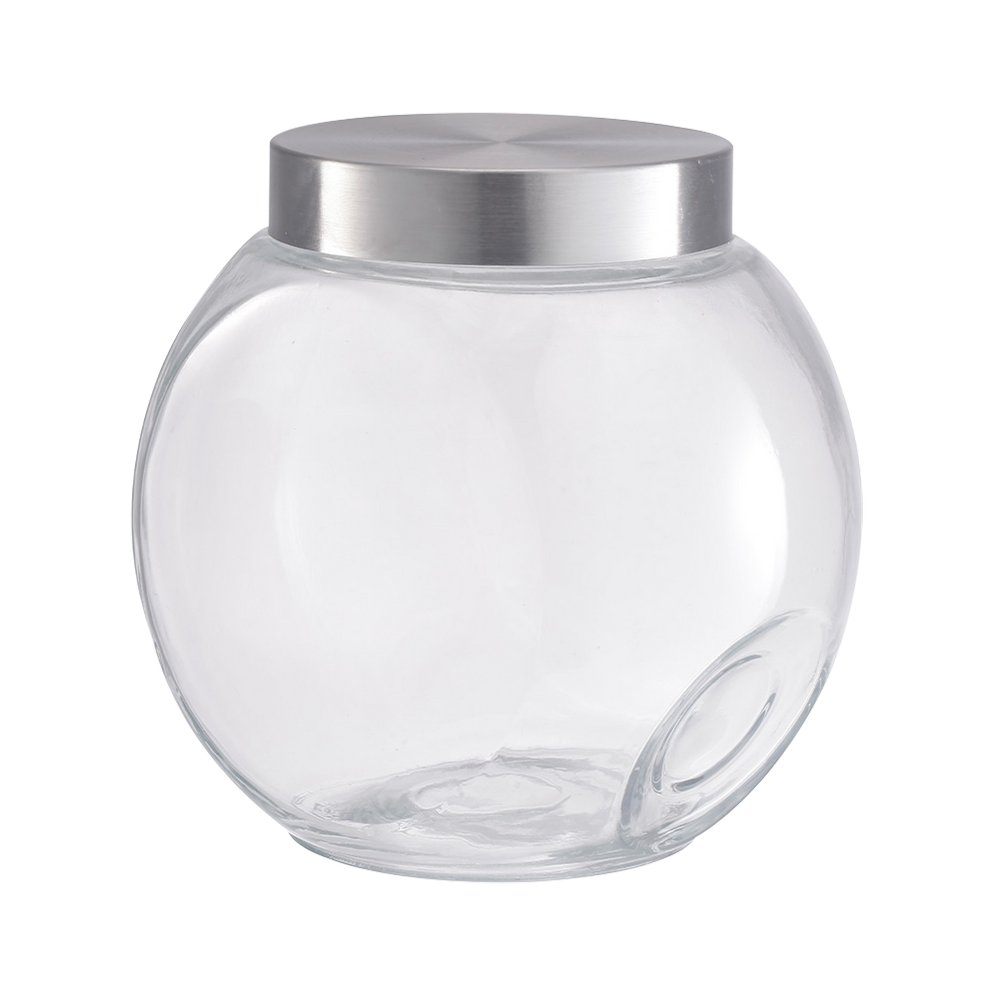 Depósito de vidrio con tapa de acero inox 7.5x12.5x17.5 cm