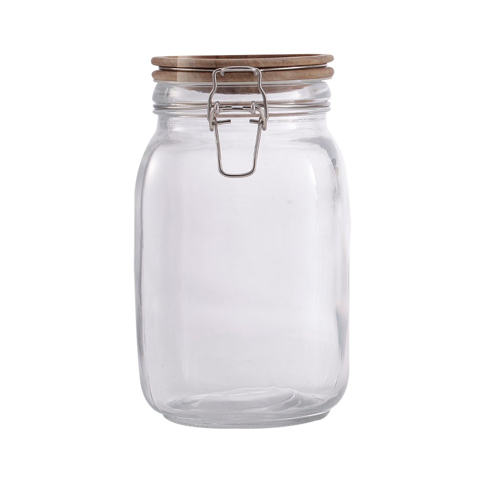 Depósito de vidrio con tapa de madera 1500 ml