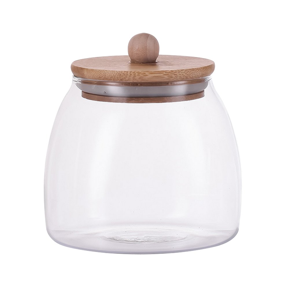 Depósito de vidrio con tapa de bambú 11.5 cm