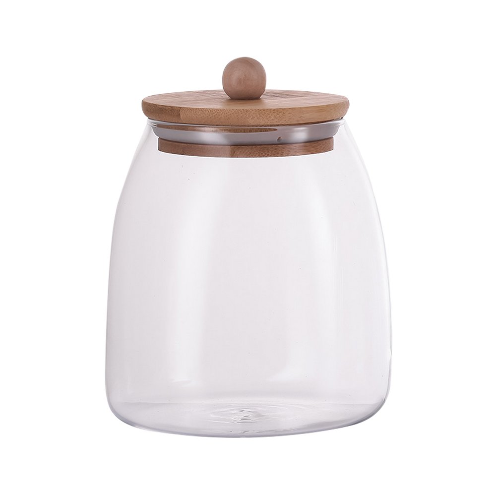 Depósito de vidrio con tapa de bambú 15 cm