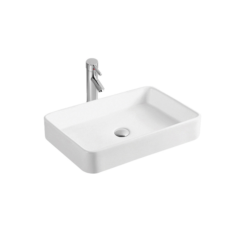Lavamanos de sobreponer rectangular blanco 60x34.5x1.10cm