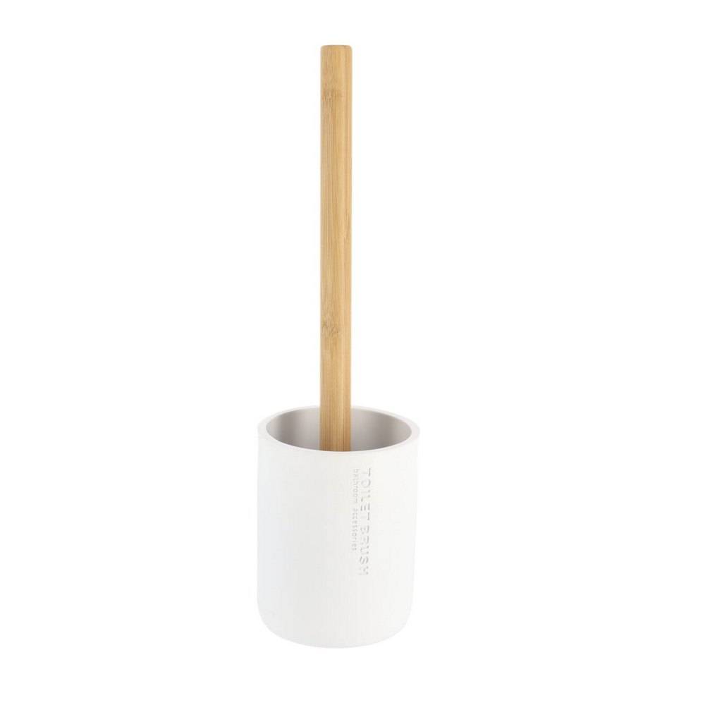 Cepillo para baño de poliresina con mango de bambú blanco