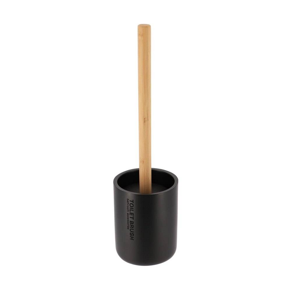 Cepillo para baño de poliresina con mango de bambú negro