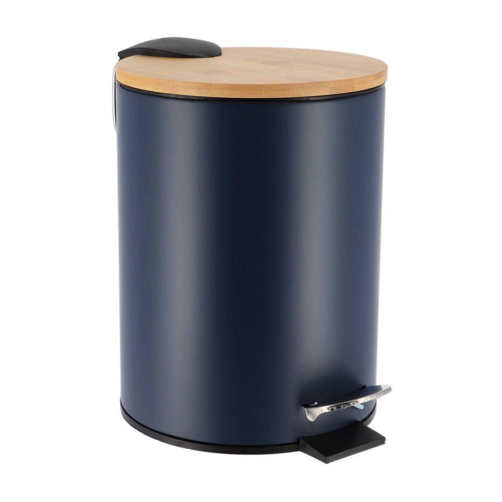 Basurero de pedal cierre suave metalico 3 l azul marino