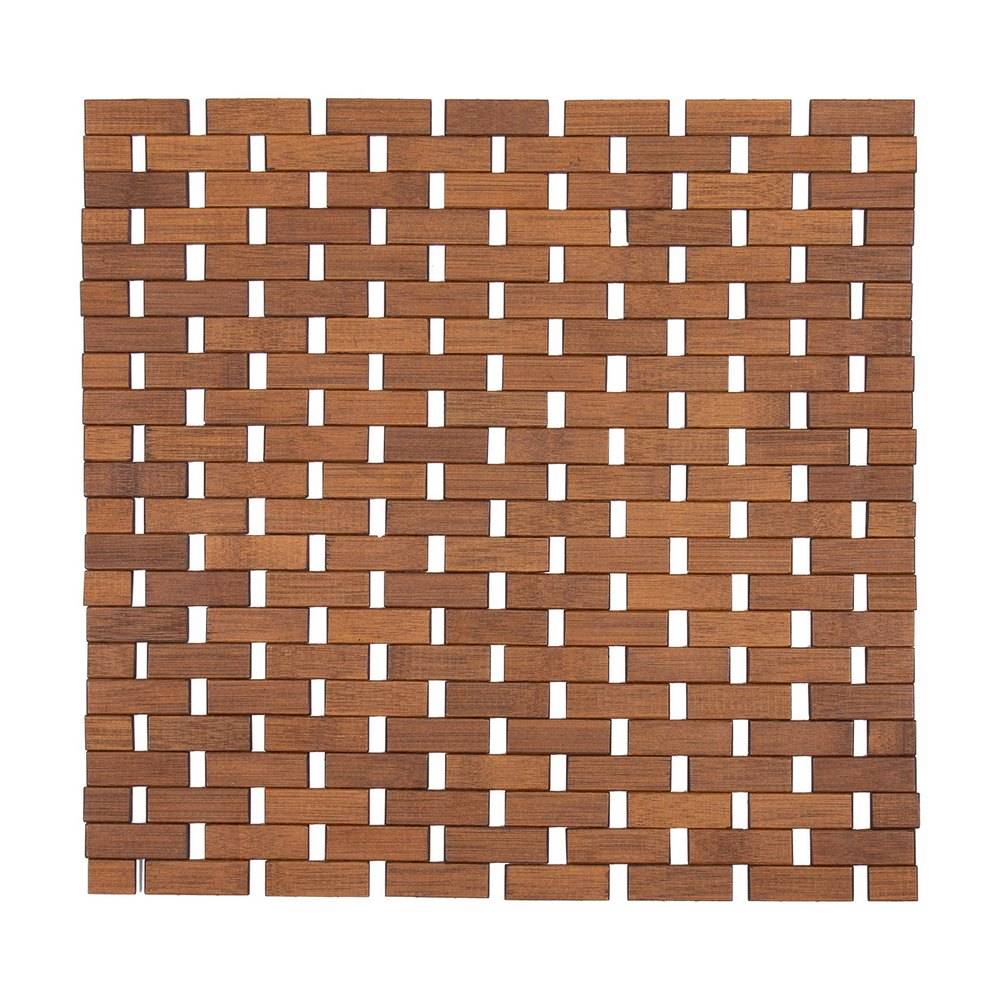 Alfombra para baño tipo enrejado de bambú 45x45 cm marrón