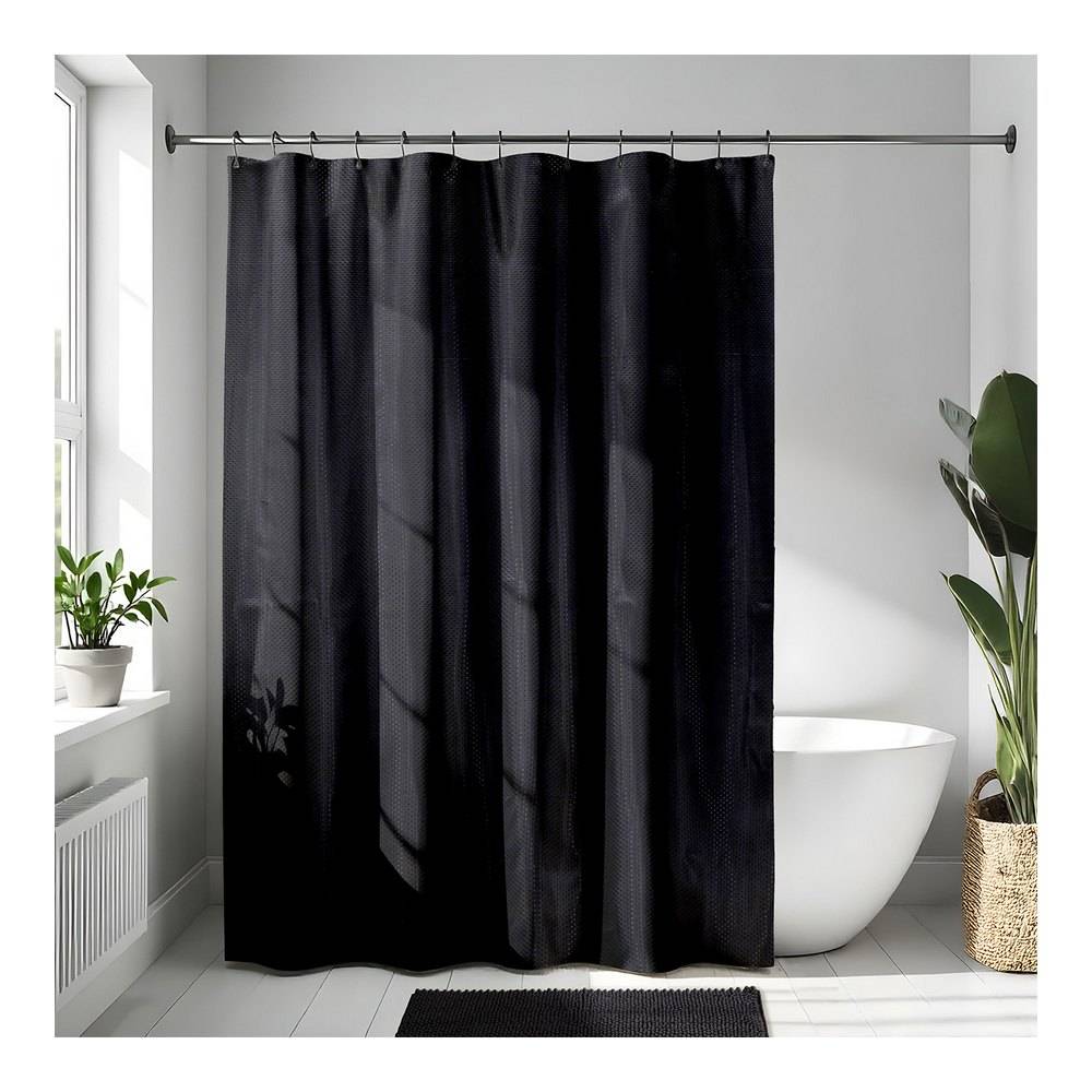 Cortina para baño poliester 180x200 cm motivo diamantes negro