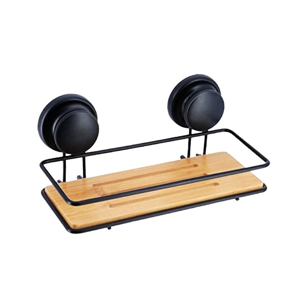 Organizador para ducha metalico/bambú 1 cesto negro