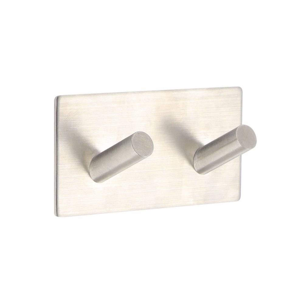 Gancho adhesivo doble acero inoxidable cromo