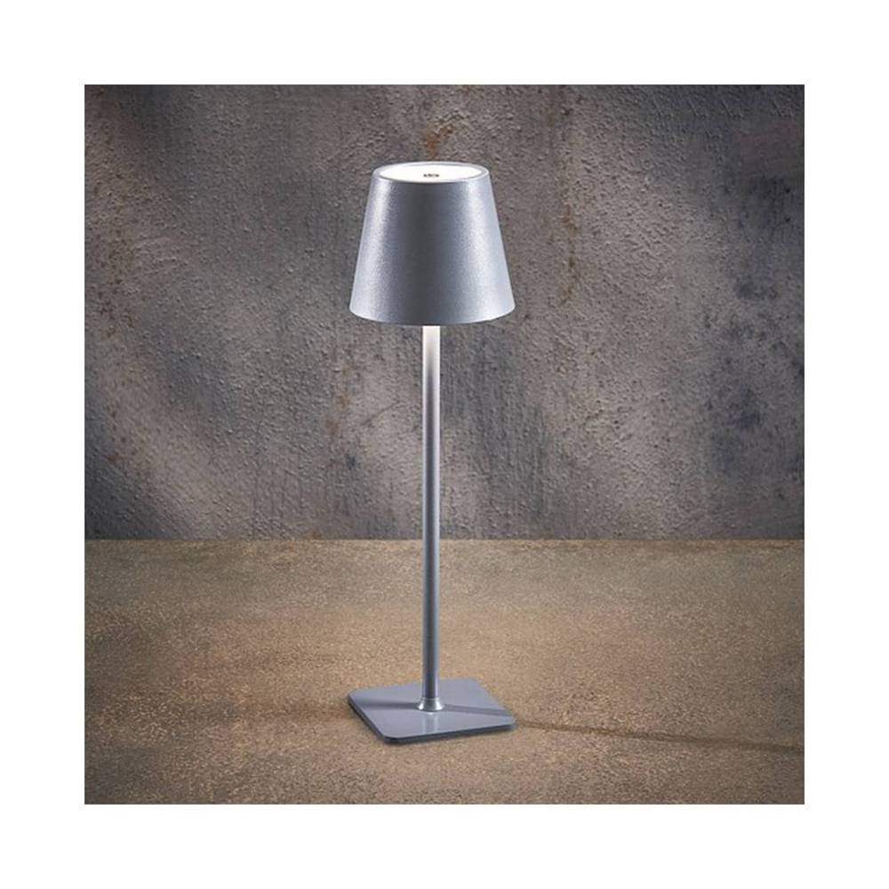 Lámpara de mesa recargable 38 cm plateada
