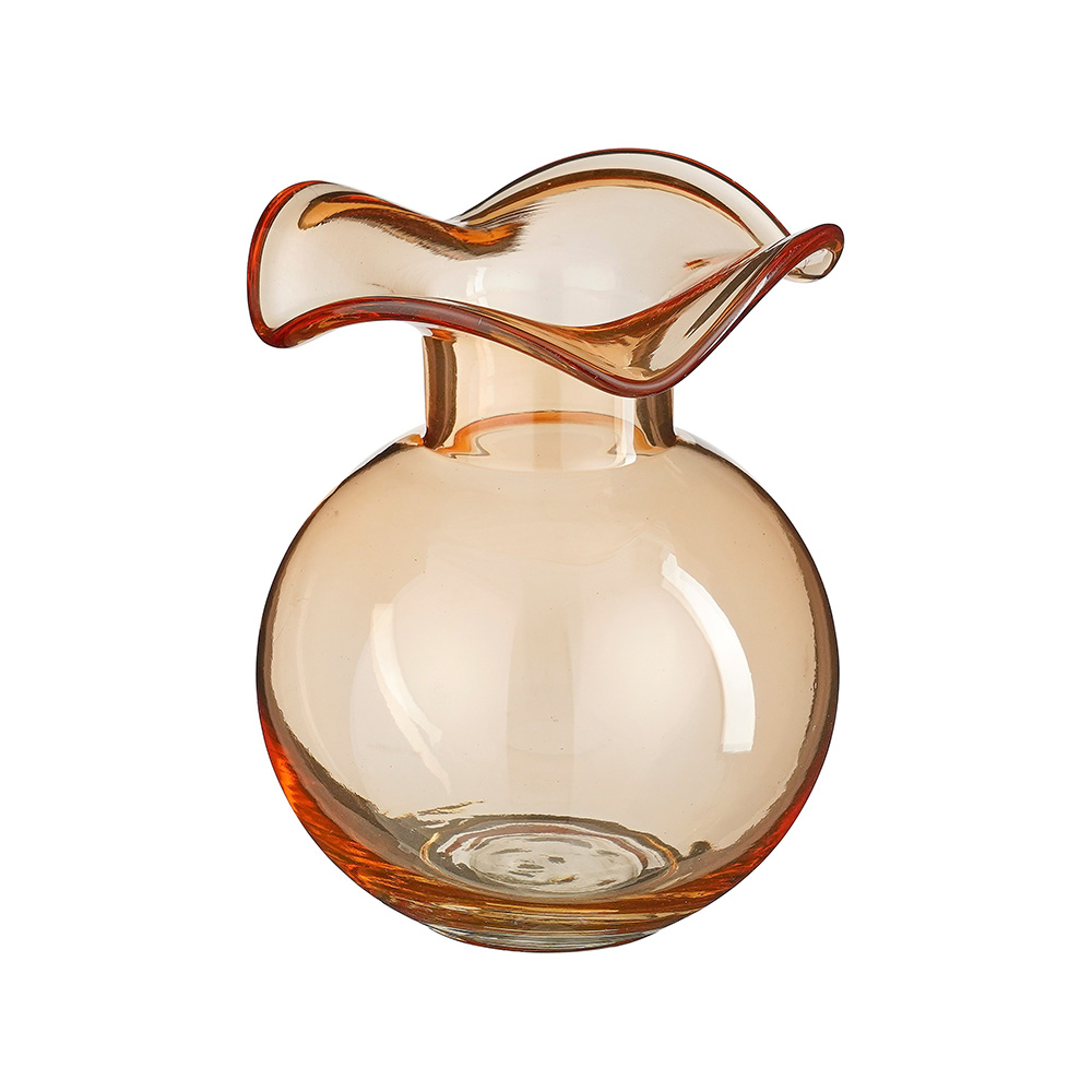 Florero decorativo de vidrio 19 cm mira anaranjado