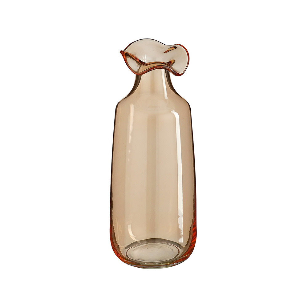 Florero decorativo de vidrio tipo botella 29 cm mira anaranjado