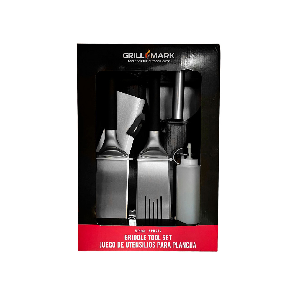 Utensilios para plancha de acero inox 5 piezas