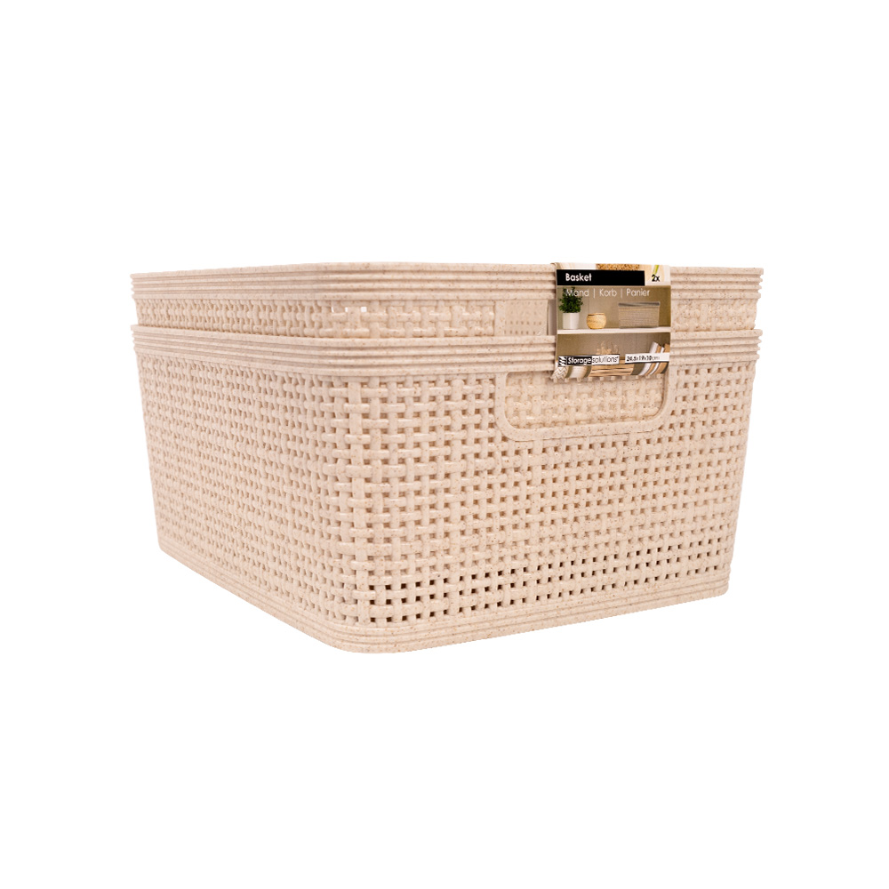 Canastas plasticas 24x19x10 cm beige 2 piezas