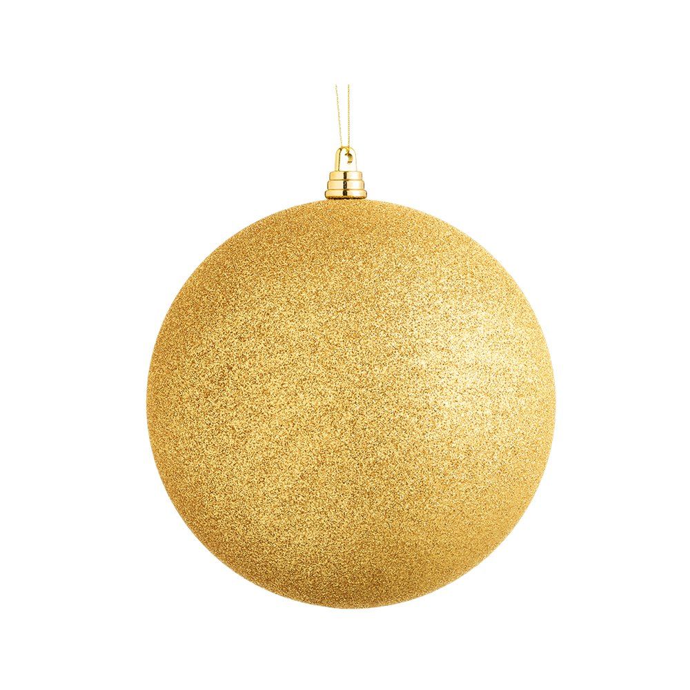 Bola navideña con glitter color dorado de 15 cm