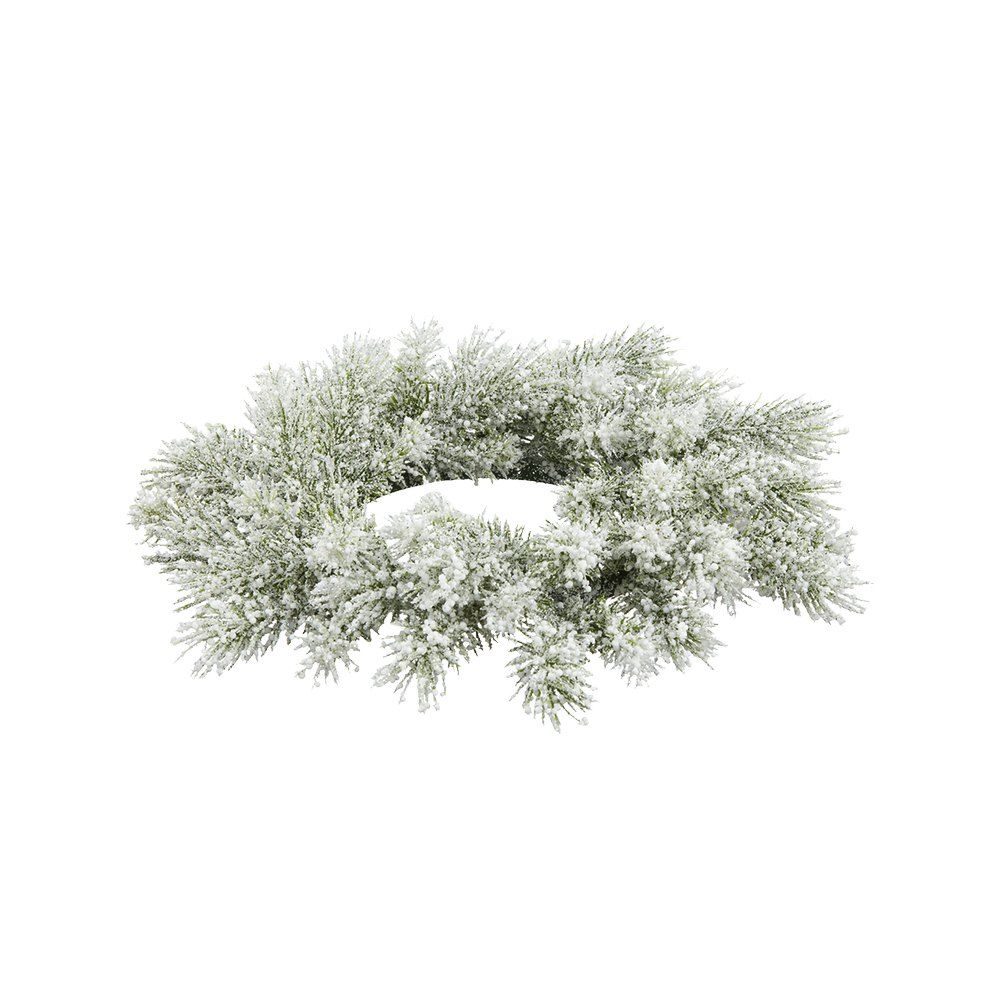 Corona navideña nevada para candela de 15 cm