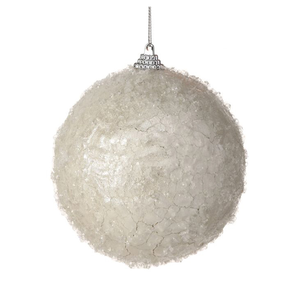 Bola navideña crackle pearl frosted blanca 10 cm wwxmas