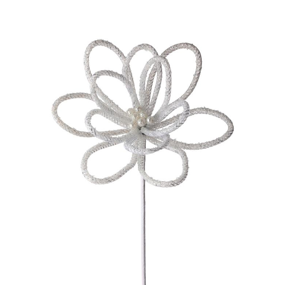 Flor navideña glitter sugar petal loop blanco 55.8 cm wwxmas mtx75833