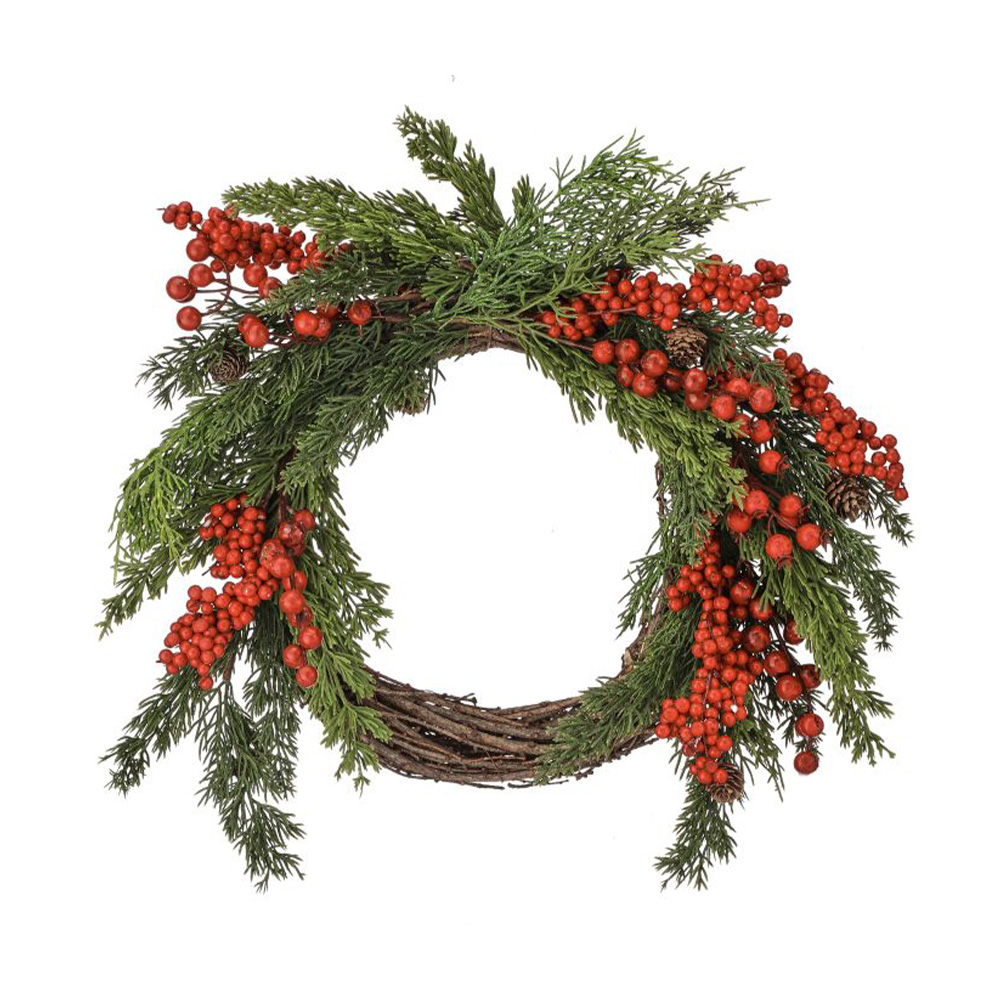 Corona navideña con ramas y bayas 40.6 cm ccxmas