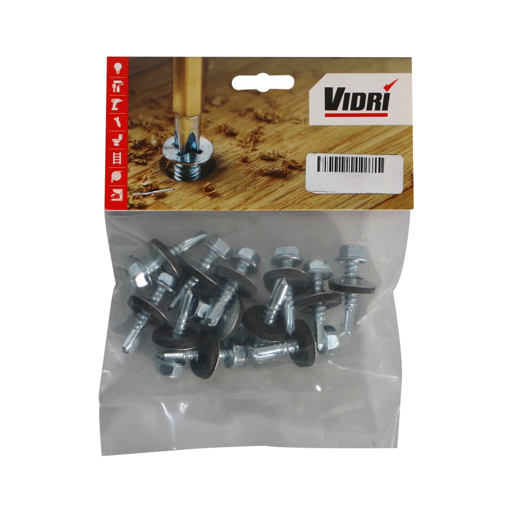 Tornillo goloso hexagonal punta broca #14x1 pulg(25.4 mm) con arandela s/12