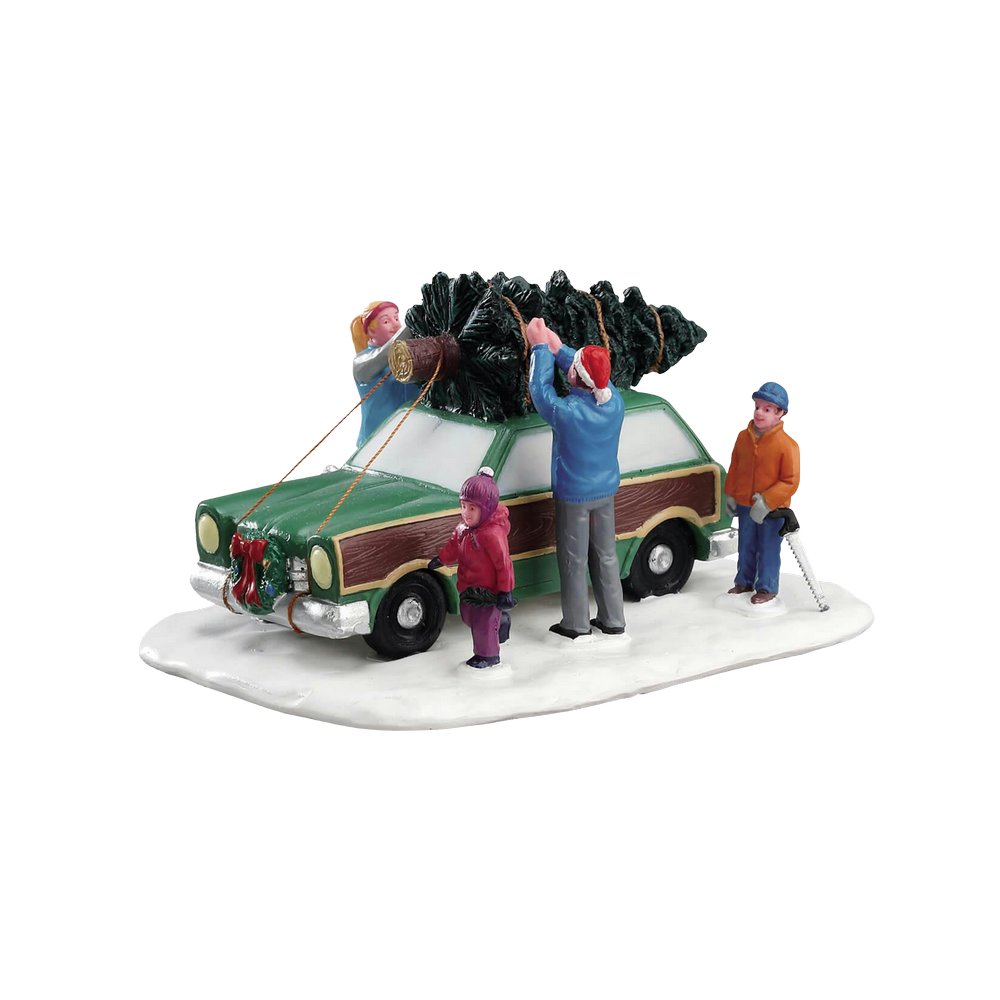 Figura para villa navideña transporte del árbol de navidad