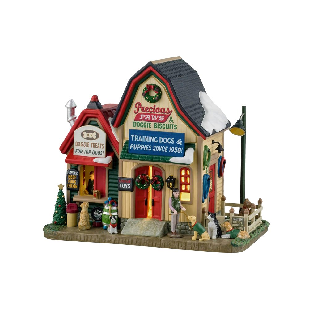 Villa navideña preciosas patas y galletas para perros