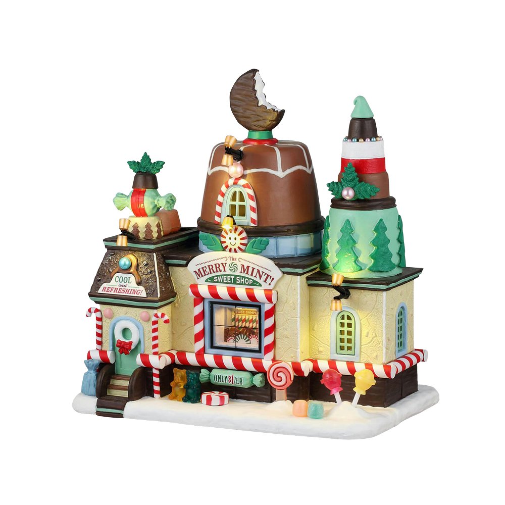 Villa navideña tienda de dulces de menta