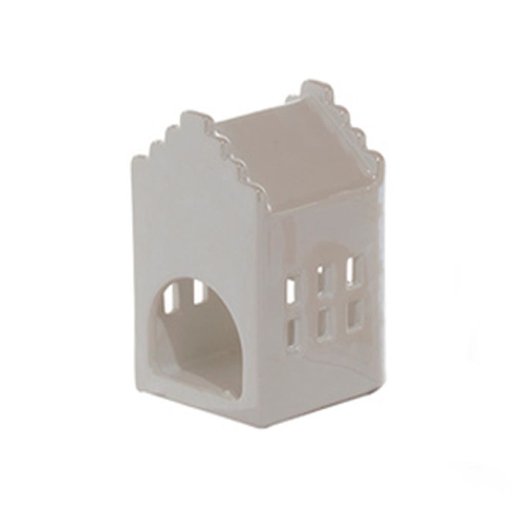 Portavela navideña casa plateada de 11 x 6.1 cm