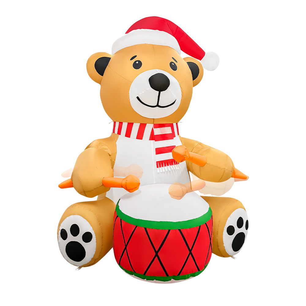 Inflable navideño de oso con tambor de 180 cm