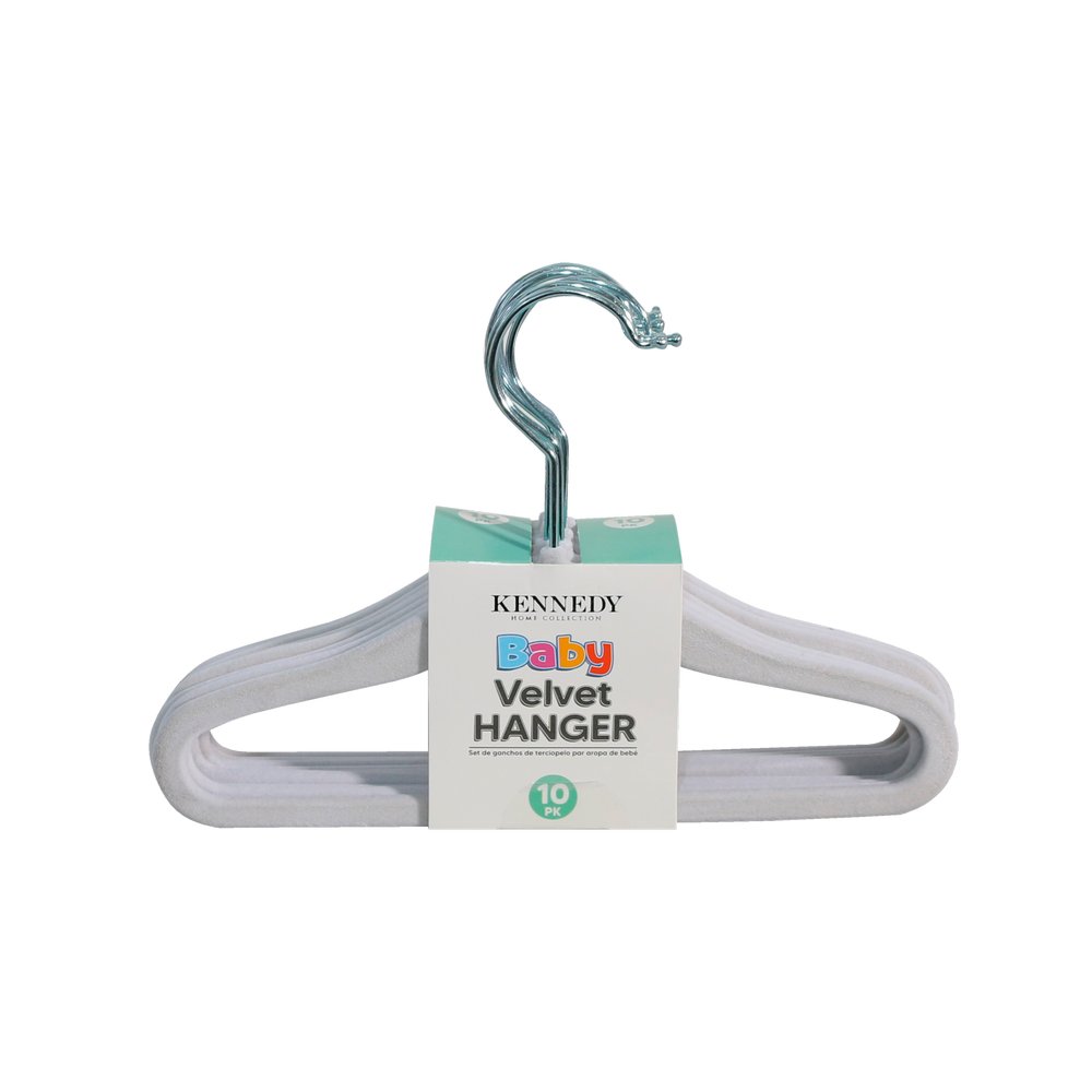 Gancho para ropa de bebe velvet crema 10 piezas
