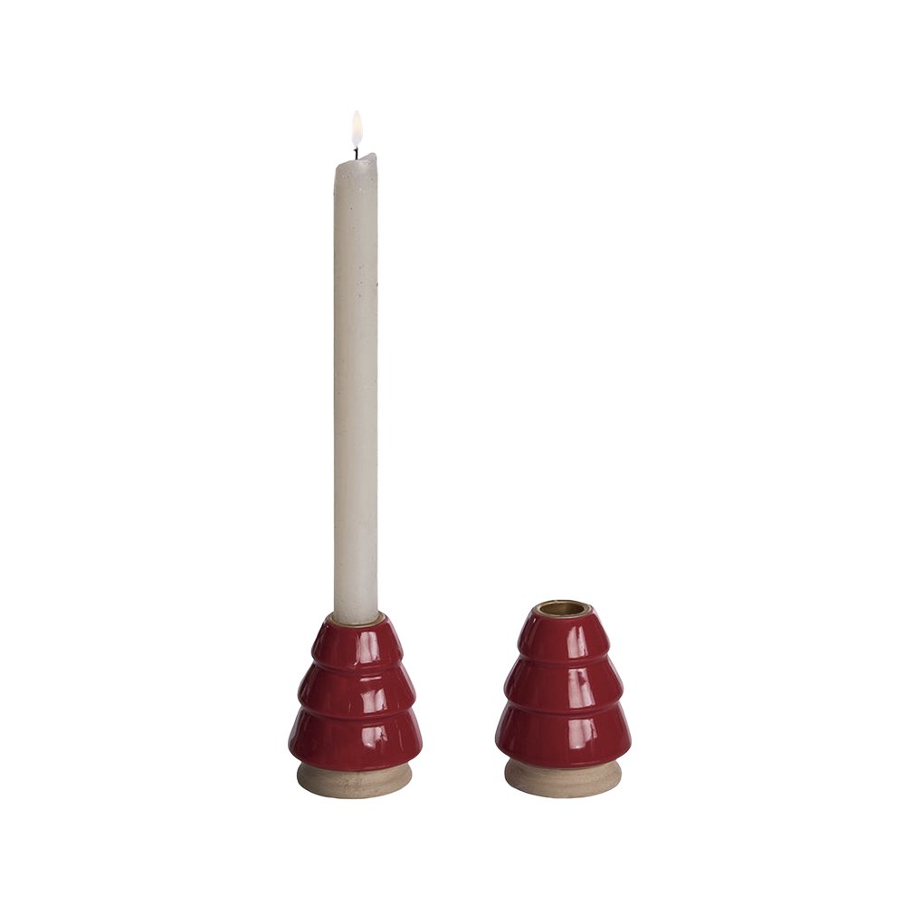Portavela navideña arbol rojo ccxmas 2 piezas
