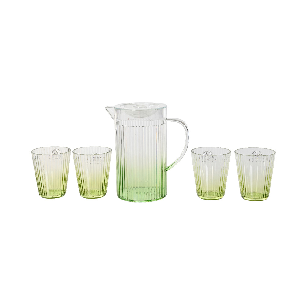Pichel de plastico 11.3x19.6 cm con estampado de rayas verde 5 piezas