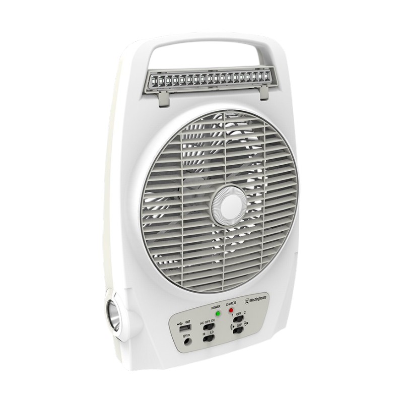 Ventilador recargable con luz led blanco 20 cm - 2 velocidades