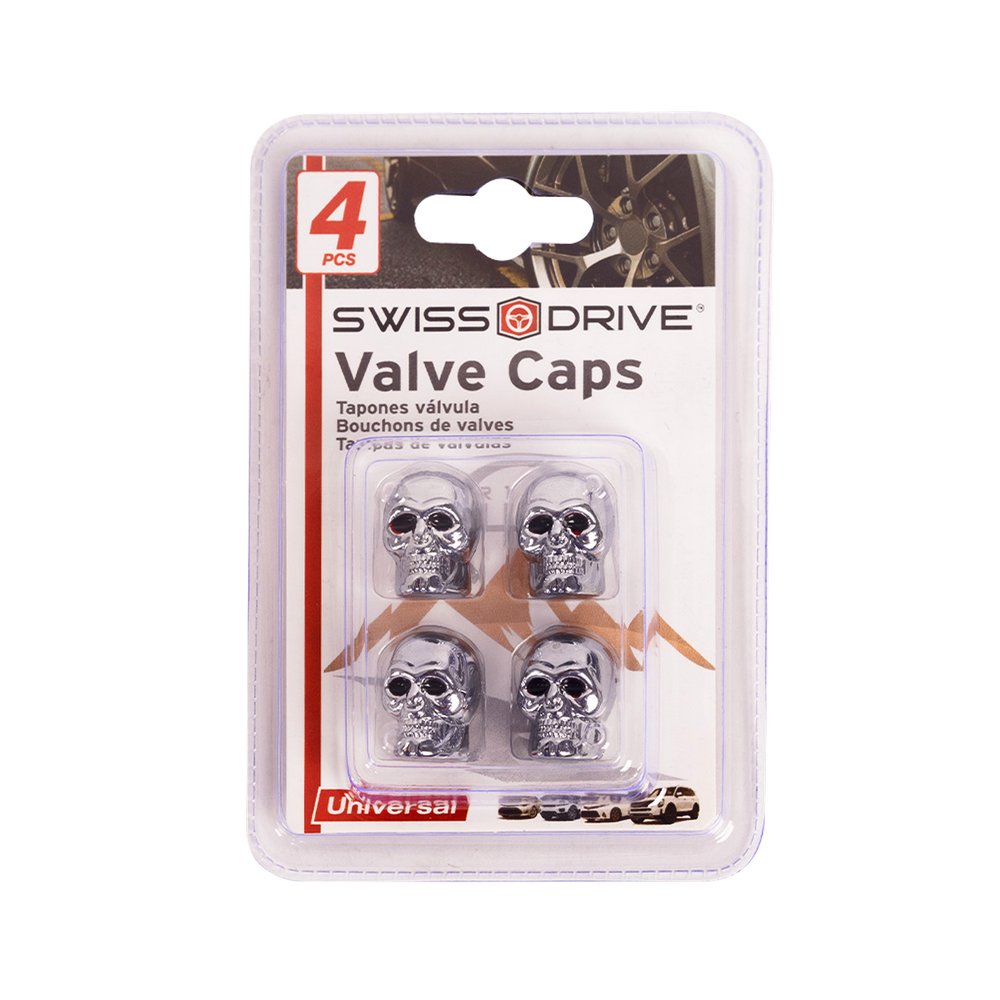 Tapon para valvula plateado 4 piezas