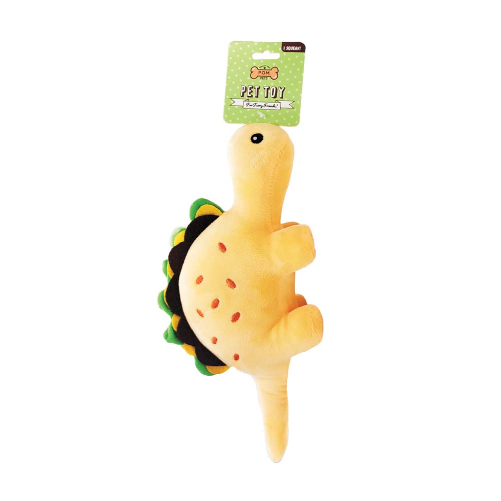 Juguete para mascota dinosaurio amarillo