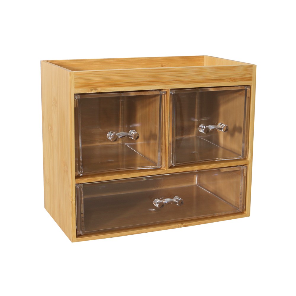 Caja organizadora de madera/acrílico 3 cajones