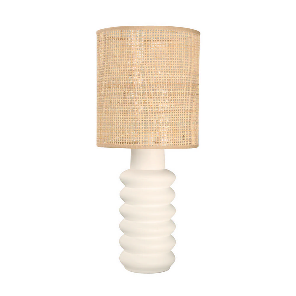 Lampara de mesa ceramica blanca/mimbre 1l e27