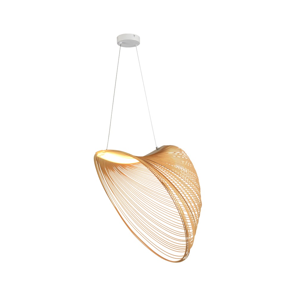 Lampara led colgante de madera color café