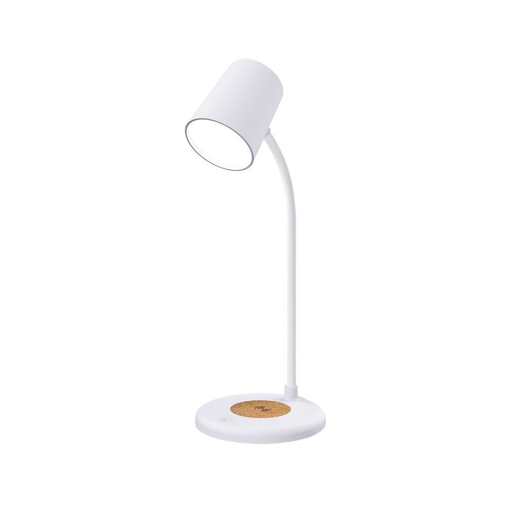 Lampara blanca de escritorio led luz amarilla con bocina