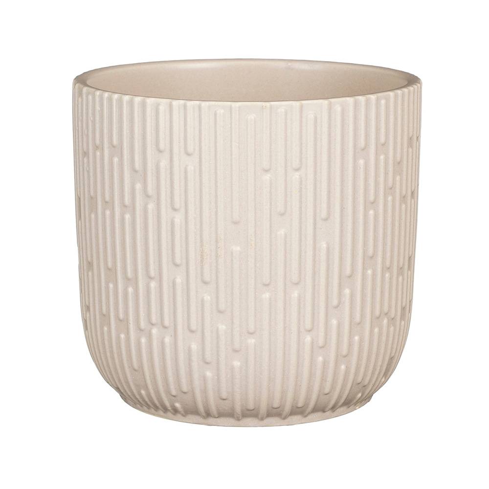 Maceta decorativa de ceramica 17.5 cm sara crema