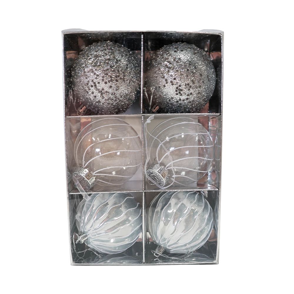 Bola navideña 8 cm plateado wwxmas surtido 6 piezas