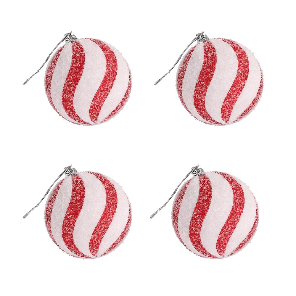 Bola navideña 8 cm rojo/blanco jbxmas 4 piezas