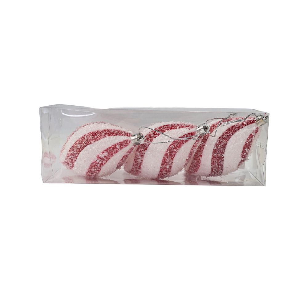 Bola navideña 12x6 cm rojo/blanco jbxmas 3 piezas