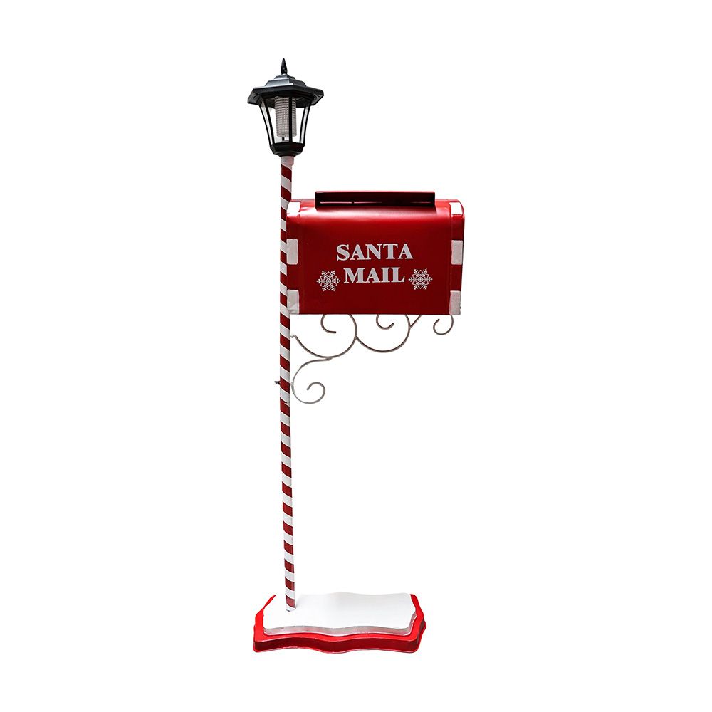 Adorno navideño farol con buzón y luz solar de 126 cm