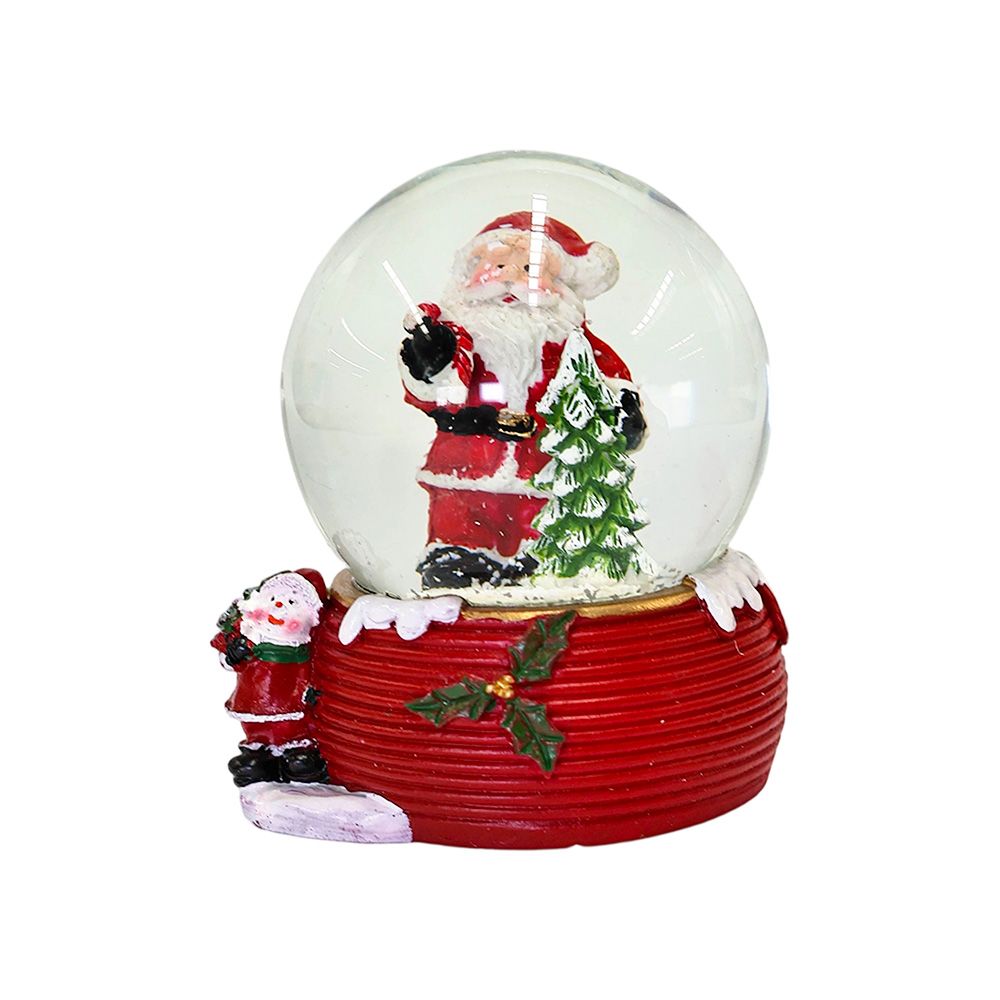Adorno navideño bola de nieve con santa de 8.7 cm color rojo