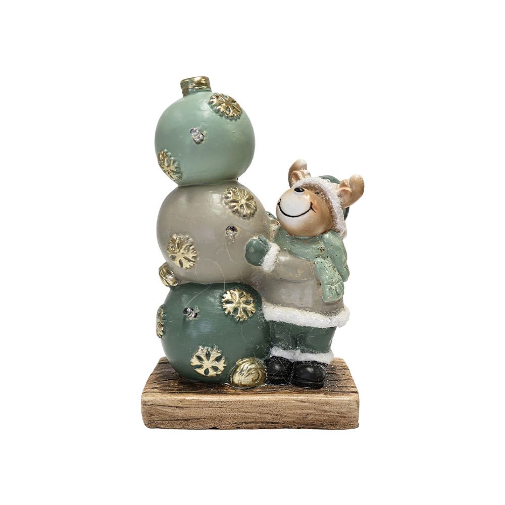 Adorno navideño oso con bolas navideñas 20.4 cm verde