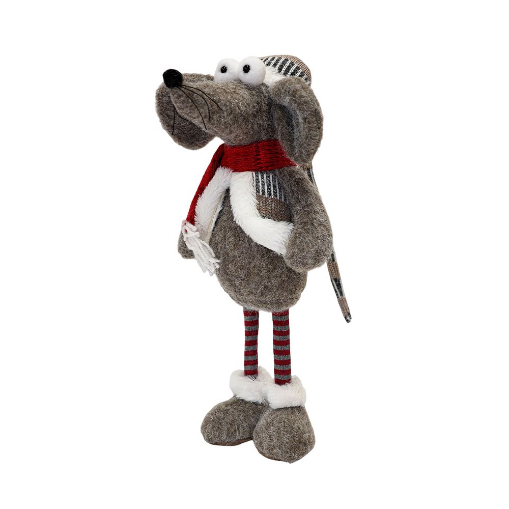 Figura navideña raton con chaleco 78 cm gris ccxmas