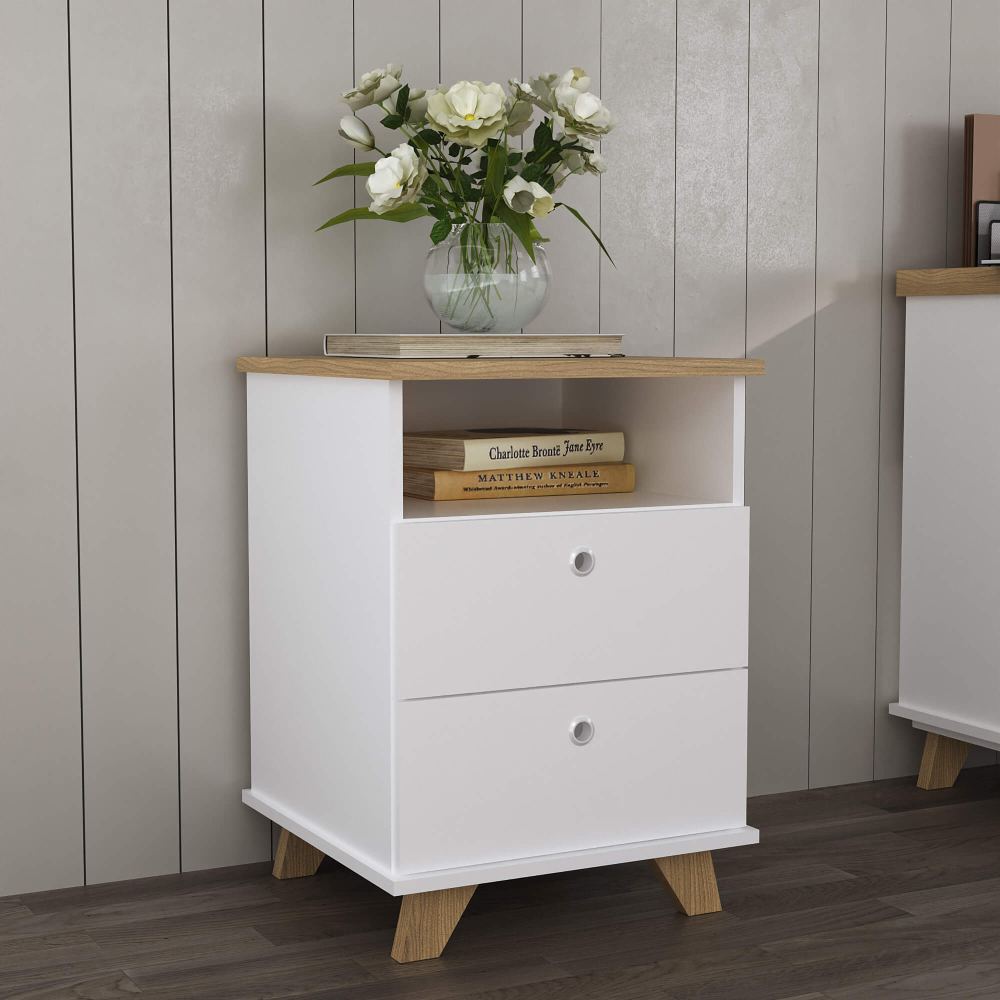 Archivero de mdp de 63 x 45.2 cm con 2 gavetas color blanco/café