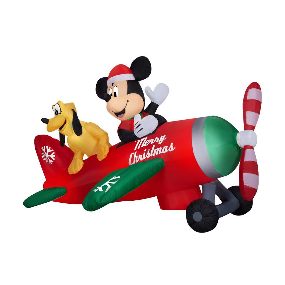 Inflable navideño mickey mouse y pluto en avion 137 cm
